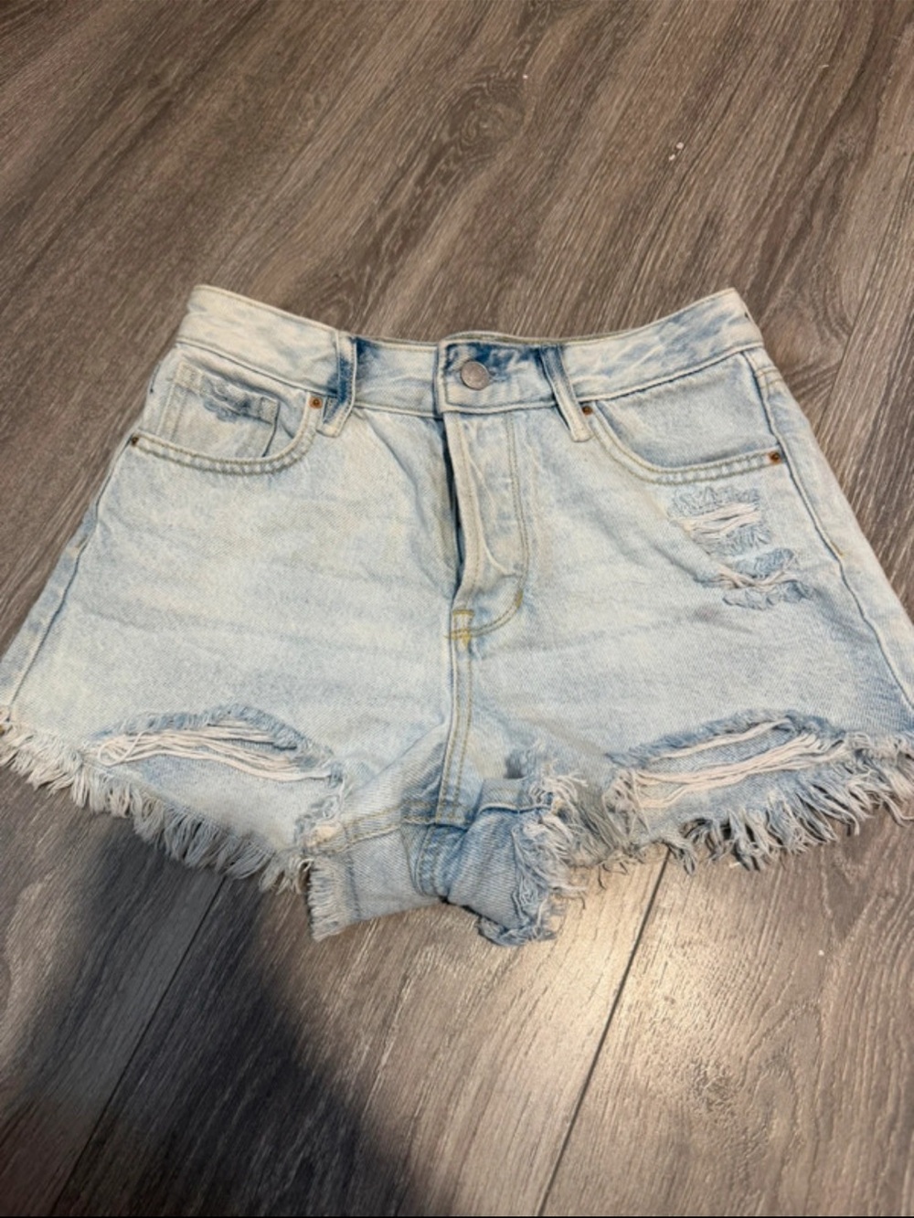 PacSun Light Blue Distressed Denim Cutoff Shorts